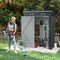 Grey Galvanized Metal Outdoor Storage Shed with Lockable Door, Vents, and Roof